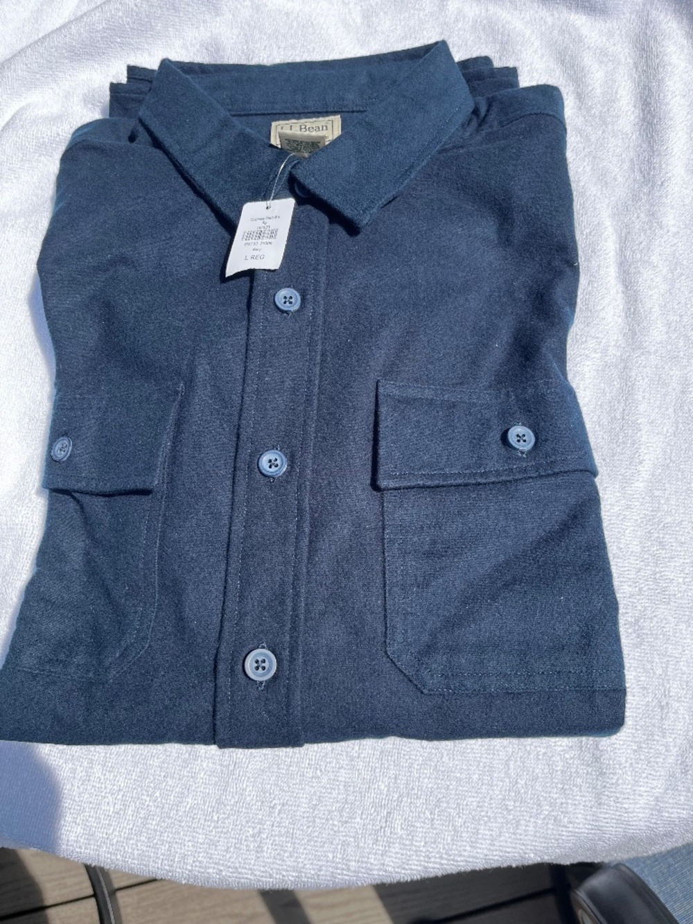 LL Bean Men's Chamois Shirt Navy